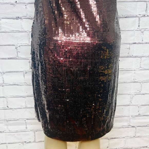 Anthropologie Womens Brown Maeve Kara Sequined Pullover Shift Mini Dress XS - Picture 4 of 8